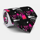 Abstrakt in Rosa und Schwarz Krawatte (Gerollt)