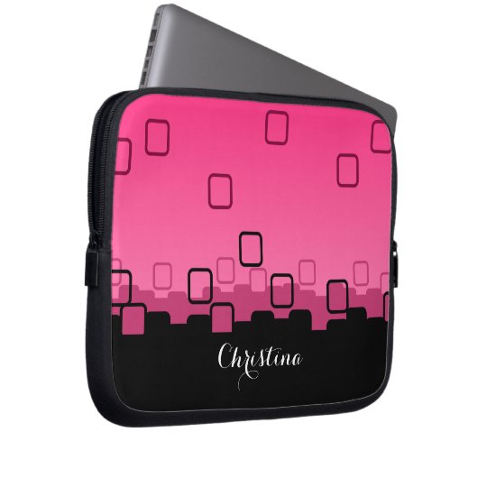 Abstrakt in Rosa und Schwarz Laptopschutzhülle (Vorne Rechts)