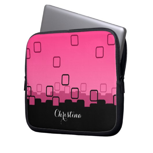 Abstrakt in Rosa und Schwarz Laptopschutzhülle (Vorderseite Links)