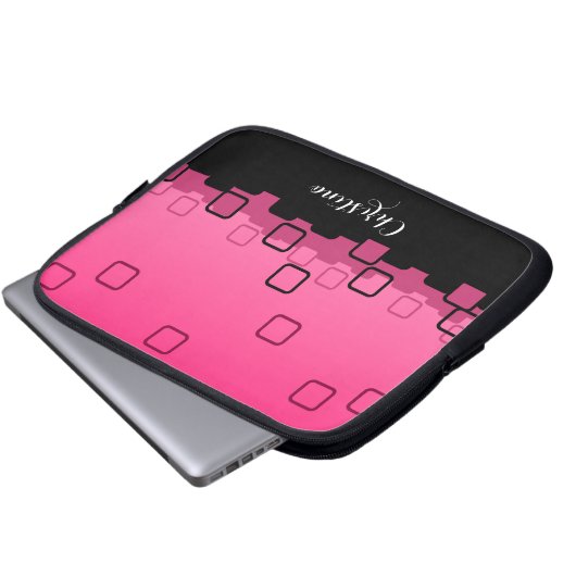 Abstrakt in Rosa und Schwarz Laptopschutzhülle (Vorne Knopf)