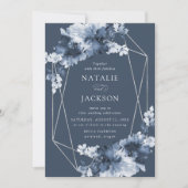Abstrakt Indigo Floral | Geometrisches Rahmen Einladung (Vorderseite)