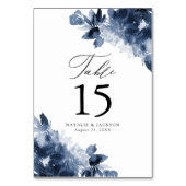 Abstrakt Indigo Floral | Personalisierte Hochzeit Tischnummer (Vorderseite)