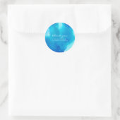 Abstrakt Ink Blue Ocean Sea Vielen Dank Runder Aufkleber (Tasche)