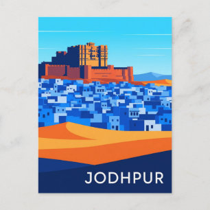 Abstrakt Jodhpur India Blue Houses Postkarte