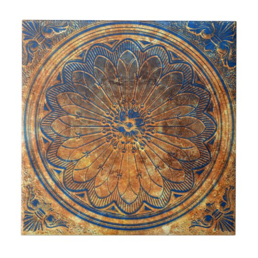 Abstrakt Kaleidoskop Arabesque Mandala Bronze Fliese (Vorderseite)