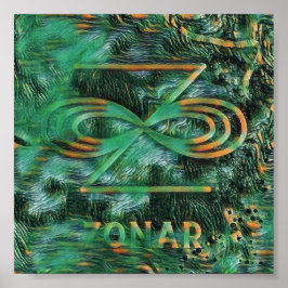 Abstrakt Karuna Reiki Green Zonar Symbol Poster