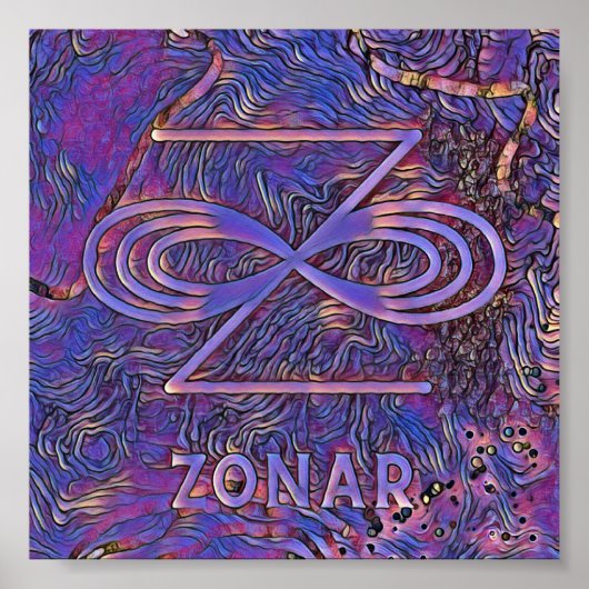 Abstrakt Karuna Reiki Lila Zonar Symbol Poster (Vorne)