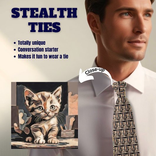 Abstrakt Kitten Cat Stealth Neck Tie Krawatte