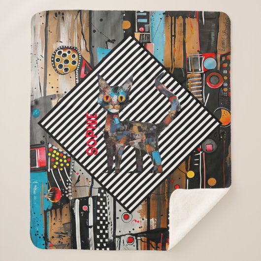 Abstrakt Kitty Personalisiert Sherpadecke (Vorderseite)