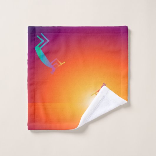 Abstrakt Kokopelli, Südwest Badhandtuch Set (Waschlappen)
