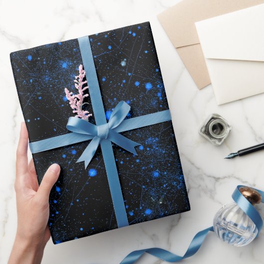 Abstrakt kosmischer blauer Sternenstaub abstraktes Geschenkpapier (Schenken)