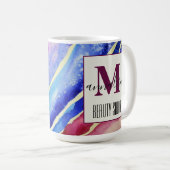 Abstrakt-künstlerisch-blau-pink-Beauty-Salon Monog Kaffeetasse (VorderseiteRechts)