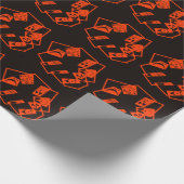 Abstrakt, Kürbisgesichte auf schwarz, Halloween Geschenkpapier (Ecke)