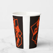 Abstrakt, Kürbisgesichte auf schwarz, Halloween Pappbecher (Links)