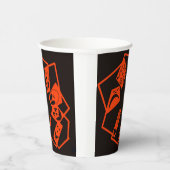 Abstrakt, Kürbisgesichte auf schwarz, Halloween Pappbecher (Rechts)