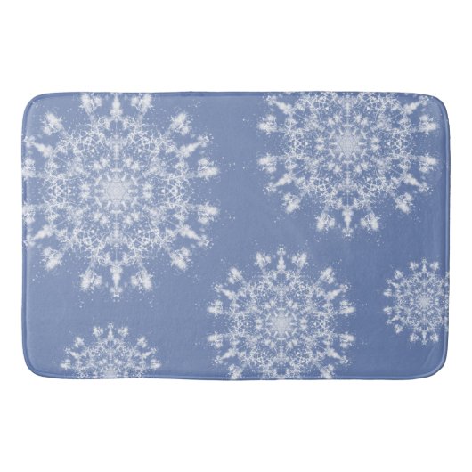 Abstrakt Lacy Fraktal Snowflake auf blauem Hinterg Badematte (Vorderseite)