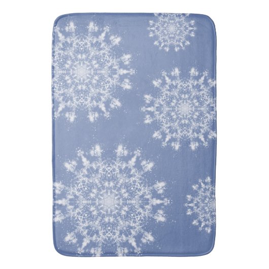 Abstrakt Lacy Fraktal Snowflake auf blauem Hinterg Badematte (Vorderseite Vertikal)