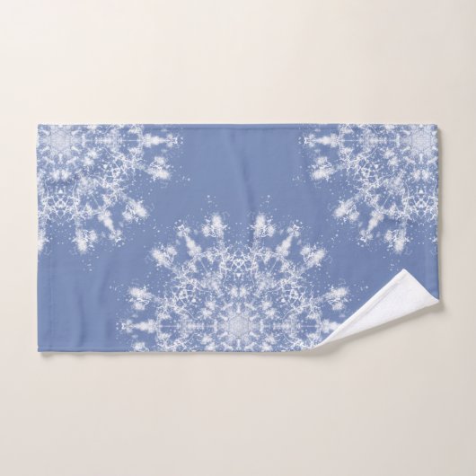 Abstrakt Lacy Fraktal Snowflake auf blauem Hinterg Badhandtuch Set (Handtuch)