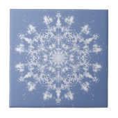 Abstrakt Lacy Fraktal Snowflake auf blauem Hinterg Fliese (Vorderseite)