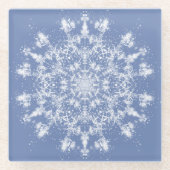 Abstrakt Lacy Fraktal Snowflake auf blauem Hinterg Glasuntersetzer (Vorderseite)