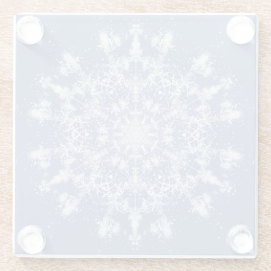 Abstrakt Lacy Fraktal Snowflake auf blauem Hinterg Glasuntersetzer (Rückseite)
