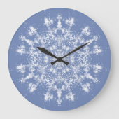 Abstrakt Lacy Fraktal Snowflake auf blauem Hinterg Große Wanduhr (Vorderseite)