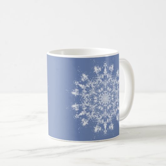 Abstrakt Lacy Fraktal Snowflake auf blauem Hinterg Kaffeetasse (VorderseiteRechts)