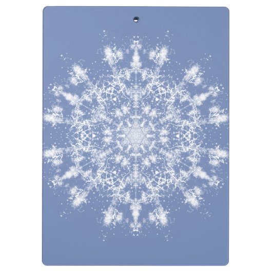Abstrakt Lacy Fraktal Snowflake auf blauem Hinterg Klemmbrett (Rückseite)
