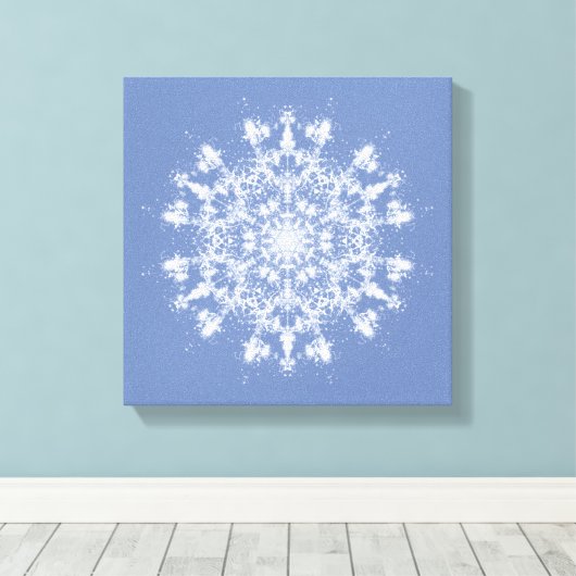 Abstrakt Lacy Fraktal Snowflake auf blauem Hinterg Leinwanddruck (Insitu (Holzboden))