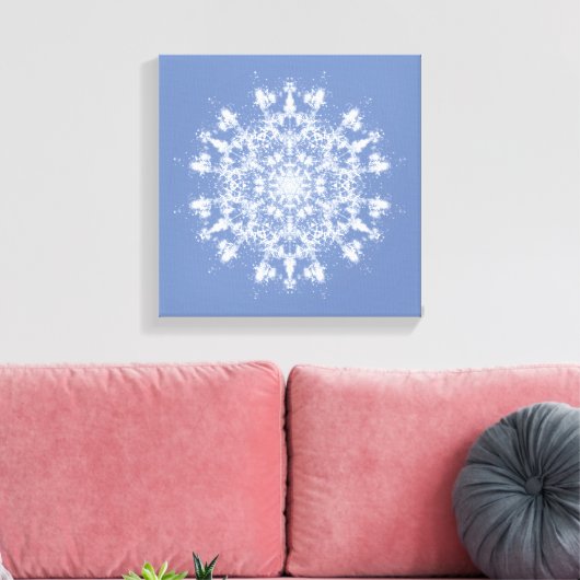 Abstrakt Lacy Fraktal Snowflake auf blauem Hinterg Leinwanddruck (Insitu (Wohnzimmer))