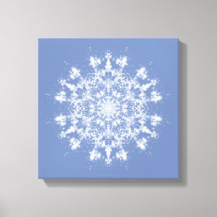 Abstrakt Lacy Fraktal Snowflake auf blauem Hinterg Leinwanddruck