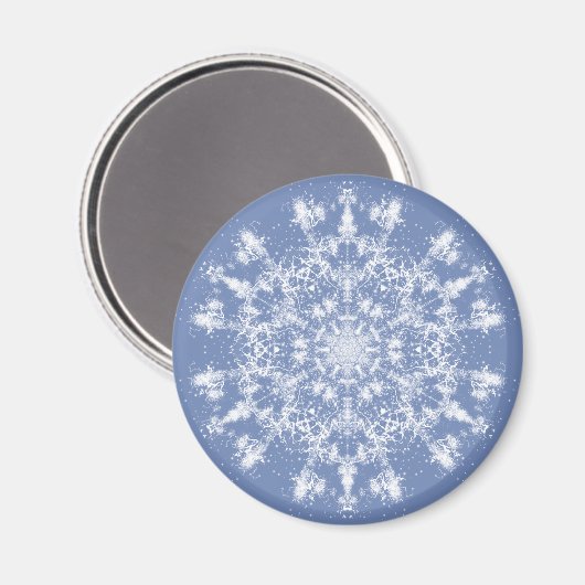 Abstrakt Lacy Fraktal Snowflake auf blauem Hinterg Magnet (Vorderseite/Rückseite)