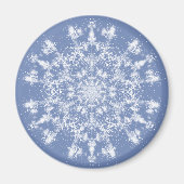 Abstrakt Lacy Fraktal Snowflake auf blauem Hinterg Magnet (Vorne)