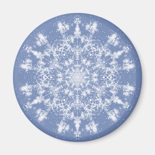 Abstrakt Lacy Fraktal Snowflake auf blauem Hinterg Magnet (Vorne)