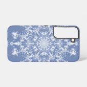 Abstrakt Lacy Fraktal Snowflake auf blauem Hinterg Samsung Galaxy Hülle (Rückseite (Horizontal))
