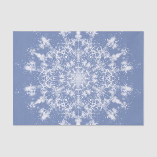 Abstrakt Lacy Fraktal Snowflake auf blauem Hinterg Seidenpapier (Vorderseite)