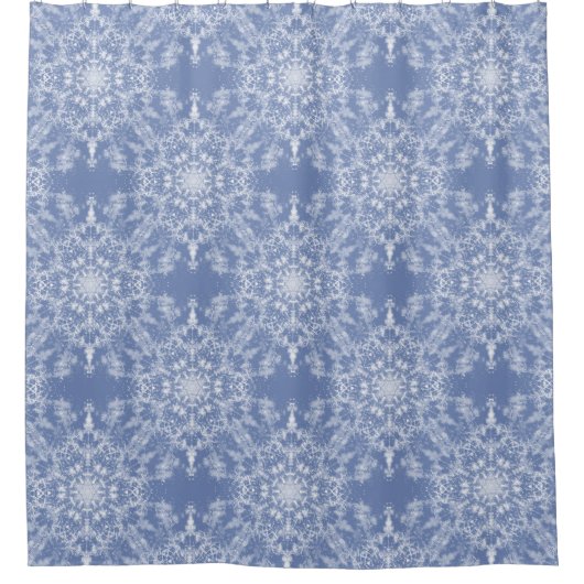 Abstrakt Lacy Fraktal Snowflake Pattern auf Blue Duschvorhang (Vorderseite)