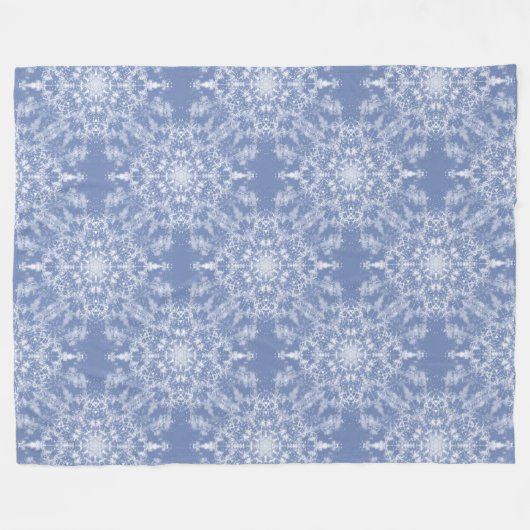 Abstrakt Lacy Fraktal Snowflake Pattern auf Blue Fleecedecke (Vorderseite (Horizontal))