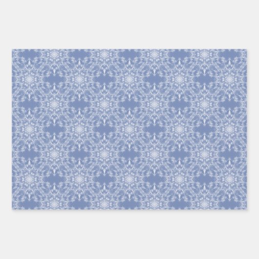 Abstrakt Lacy Fraktal Snowflake Pattern auf Blue Geschenkpapier Set (Vorderseite 2)