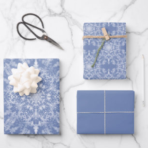 Abstrakt Lacy Fraktal Snowflake Pattern auf Blue Geschenkpapier Set