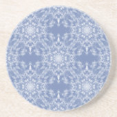 Abstrakt Lacy Fraktal Snowflake Pattern auf Blue Getränkeuntersetzer (Vorne)