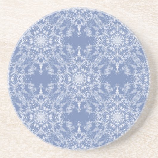 Abstrakt Lacy Fraktal Snowflake Pattern auf Blue Getränkeuntersetzer (Vorne)