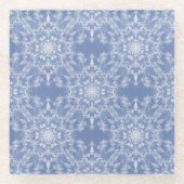 Abstrakt Lacy Fraktal Snowflake Pattern auf Blue Glasuntersetzer (Vorderseite)