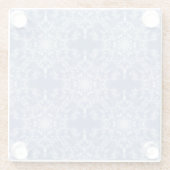 Abstrakt Lacy Fraktal Snowflake Pattern auf Blue Glasuntersetzer (Rückseite)