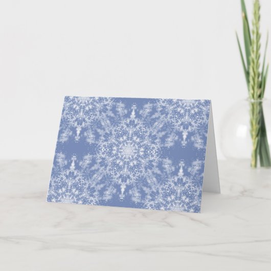 Abstrakt Lacy Fraktal Snowflake Pattern auf Blue Karte (Vorderseite)