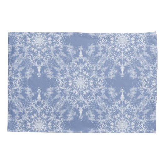 Abstrakt Lacy Fraktal Snowflake Pattern auf Blue Kissenbezug (Rückseite)