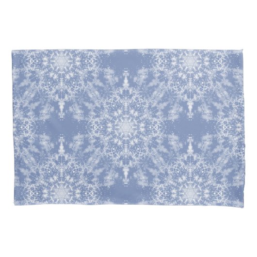 Abstrakt Lacy Fraktal Snowflake Pattern auf Blue Kissenbezug (Vorderseite)