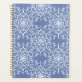 Abstrakt Lacy Fraktal Snowflake Pattern auf Blue Planer (Vorderseite)
