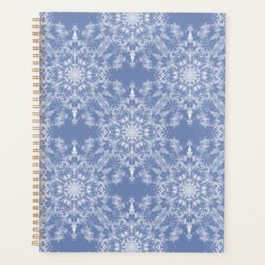 Abstrakt Lacy Fraktal Snowflake Pattern auf Blue Planer (Vorderseite)