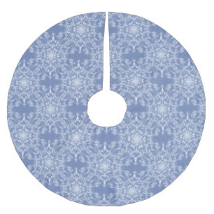 Abstrakt Lacy Fraktal Snowflake Pattern auf Blue Polyester Weihnachtsbaumdecke